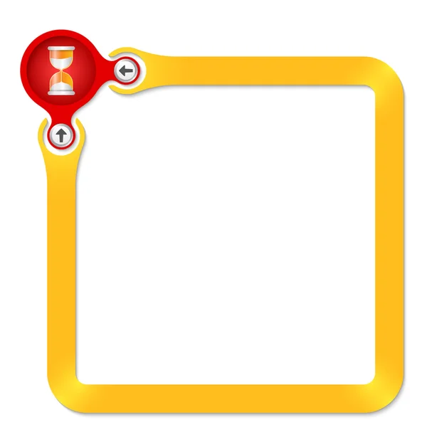 Círculo rojo con vidrio de arena con marco amarillo para su texto — Vector de stock