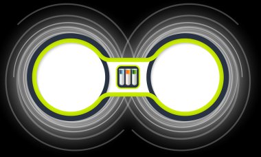 İki renkli dairesel çerçeve metin ve test tüpleri için