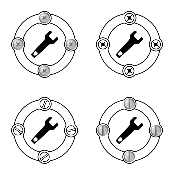 Conjunto de quatro quadros planos e chave — Vetor de Stock