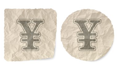 Kağıt ve yen sembolü buruşuk slip