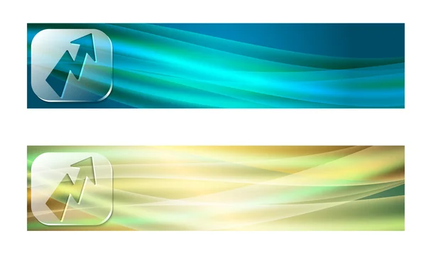 Set of two banners with waves and transparent flash — Stock Vector