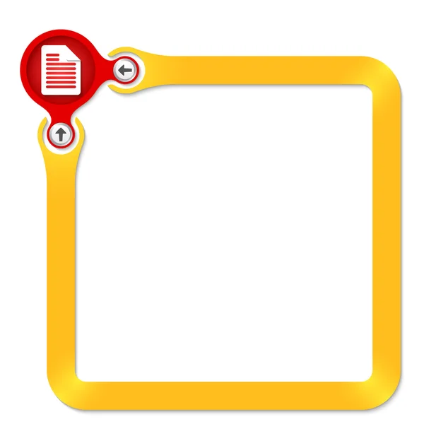 Красный круг с документом и желтой рамкой для текста — стоковый вектор