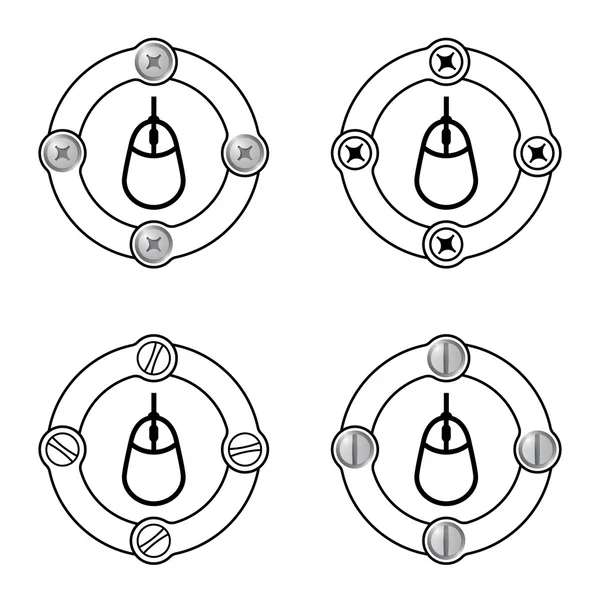 Set van vier platte frames en muis — Stockvector
