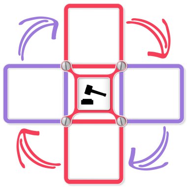 Metin ve avukat sembolünüz için dört boş metin çerçeveleri