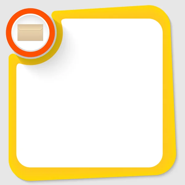 Rode cirkel en envelop en gele frame voor uw tekst — Stockvector