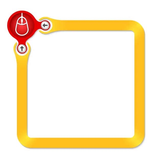 Red circle with mouse icon and yellow frame for your text — Stock Vector