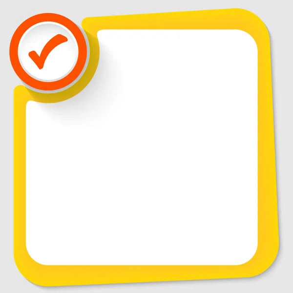 Red circle and check box and yellow frame for your text — Stock Vector