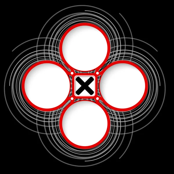 Čtyři barevné kruhové rámy pro text a násobení sy — Stockový vektor