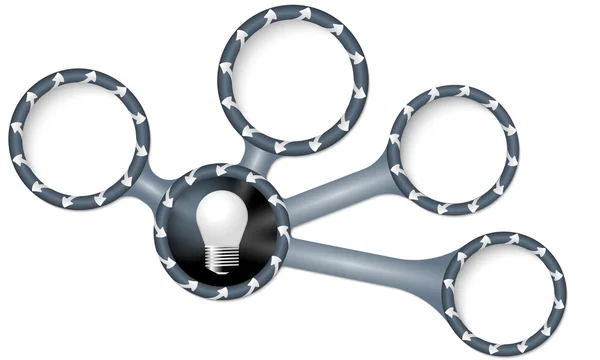 Векторные круглые текстовые поля для текста со стрелками и лампочками — стоковый вектор