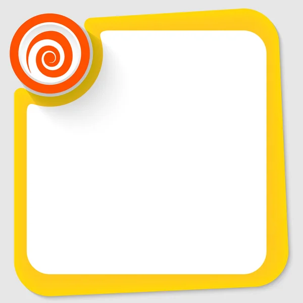 Cercle rouge et spirale et cadre jaune pour votre texte — Image vectorielle