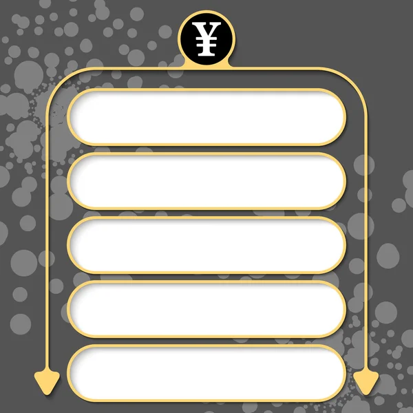 Fem bildrutor för din text och yen symbol — Stock vektor