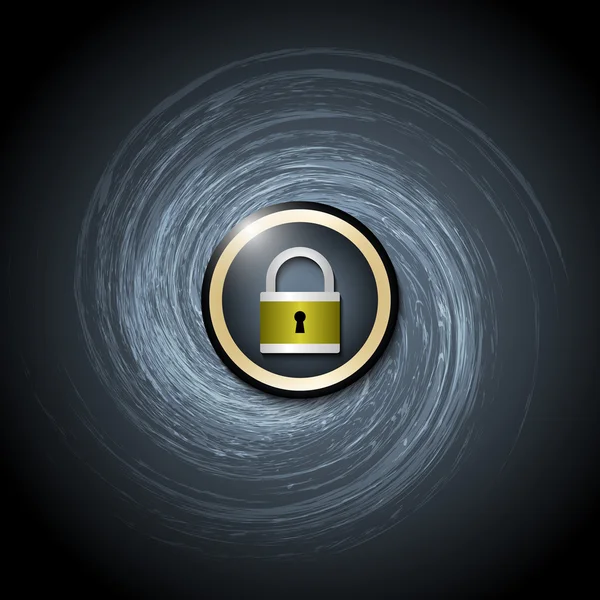 Dark background with abstract spirals and padlock — Stock Vector