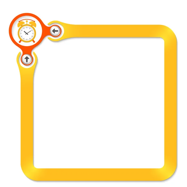 Círculo rojo con flecha y marco amarillo para su texto — Vector de stock