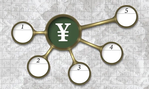 Vector circular text boxes for your text and yen symbol — Stock Vector