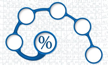 Mavi dairesel metin kutuları için metin ve yüzde sembolü