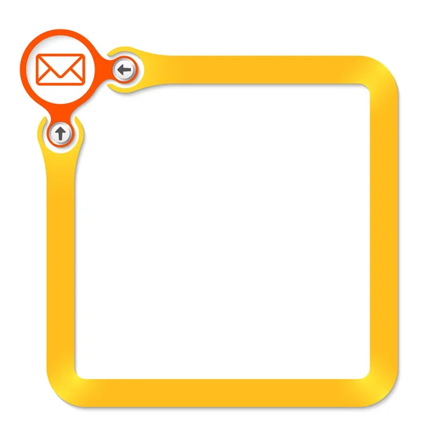 Röd cirkel med pilen och gul ram för din text — Stock vektor