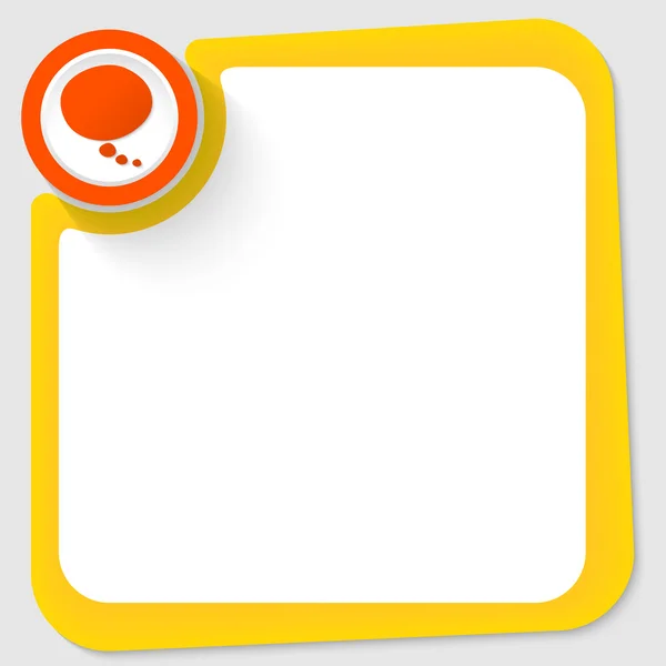 Red circle with speech bubble and yellow frame for your text — Stock Vector