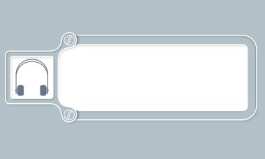 Metniniz ve kulaklıklar için beyaz bir çerçeve ile gri kutu