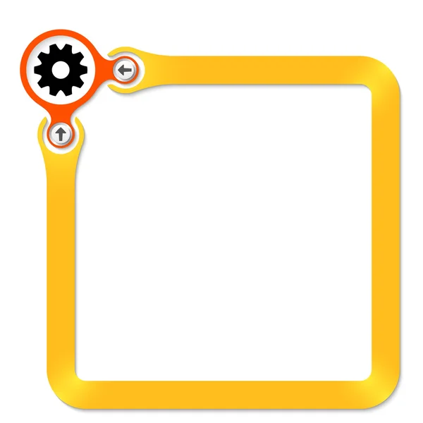 Red circle with arrow and yellow frame for your text — Stock Vector