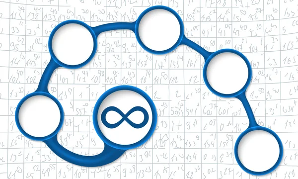 Cuadros de texto circulares azules para su texto y símbolo infinito — Archivo Imágenes Vectoriales