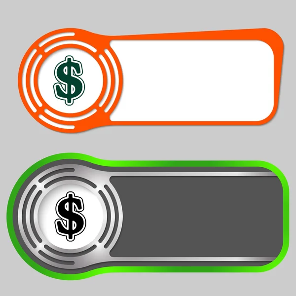 Set di due pulsanti astratti per il vostro testo e simbolo dollaro — Vettoriale Stock