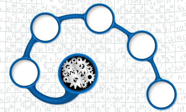 Blauwe circulaire tekstvakken voor uw tekst en tandwielen — Stockvector