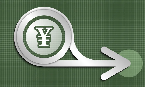 Silver abstrakt pilen och yen symbol — Stock vektor