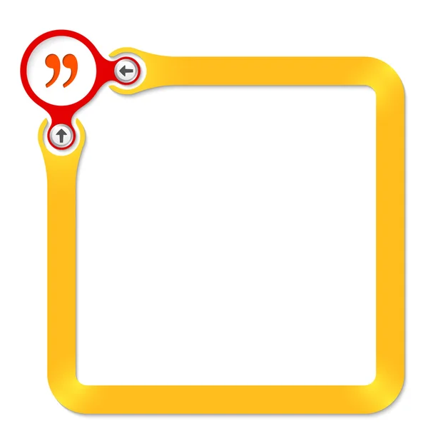 Red circle with question mark and yellow frame for your text — Stock Vector