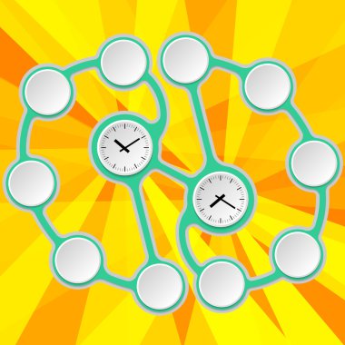 Metniniz ve saatler için on iki renkli dairesel kutular