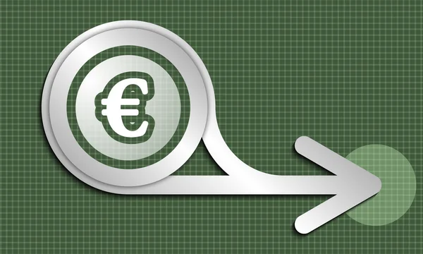 Silberner abstrakter Pfeil und Euro-Symbol — Stockvektor