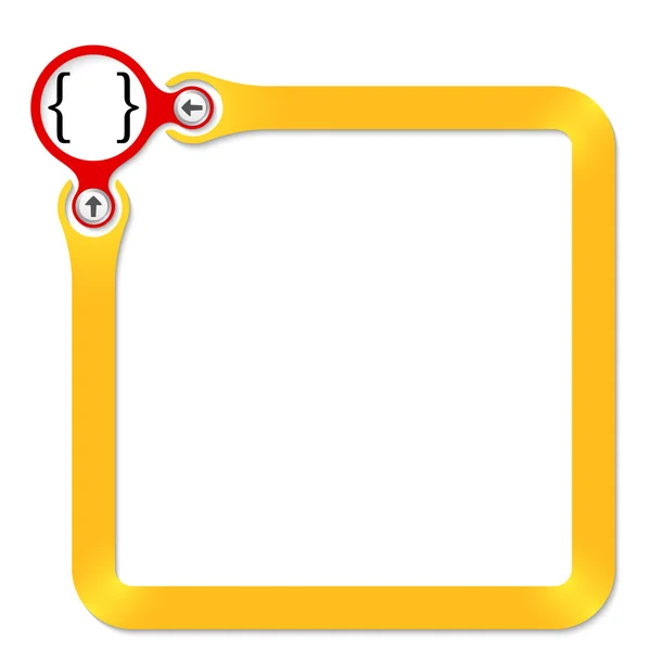 Red circle with square brackets and yellow frame for your text — Stock Vector