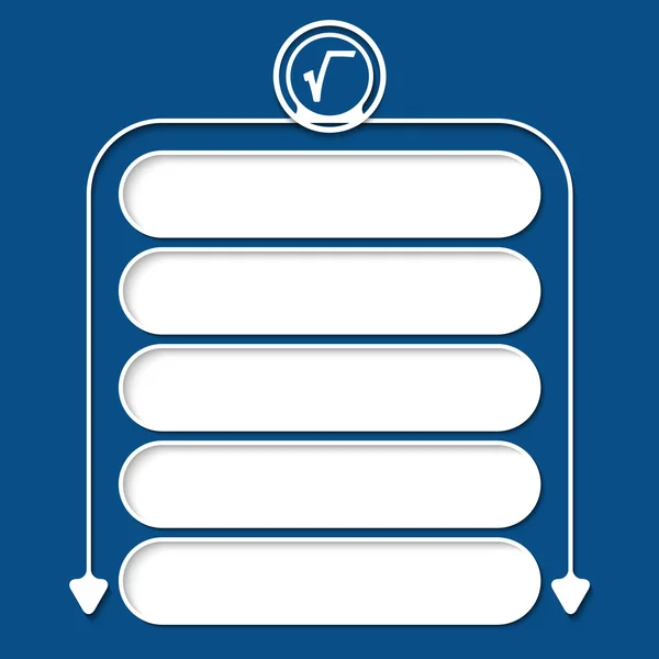 Cinque cornici per il testo e le frecce circolari e il simbolo radix — Vettoriale Stock