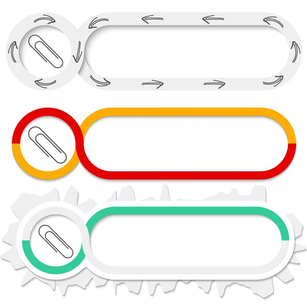 Set van drie abstracte knoppen voor uw tekst en de paperclip — Stockvector