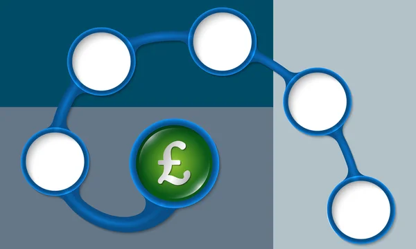 Blauwe circulaire tekstvakken voor uw tekst en pond sterling symbool — Stockvector