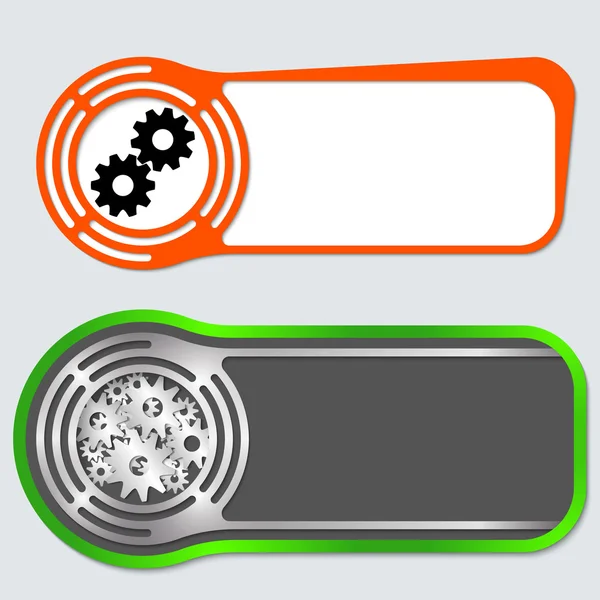 Conjunto de dois botões abstratos para o seu texto e rodas dentadas — Vetor de Stock