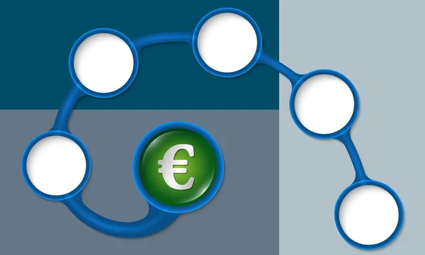 Niebieski okrągły polach za swój symbol tekst i euro — Wektor stockowy