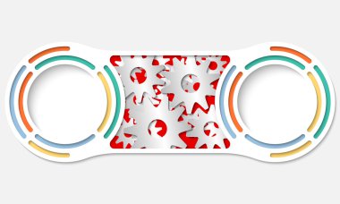 Metin ve cogwheels için iki dairesel bağlantılı kutular