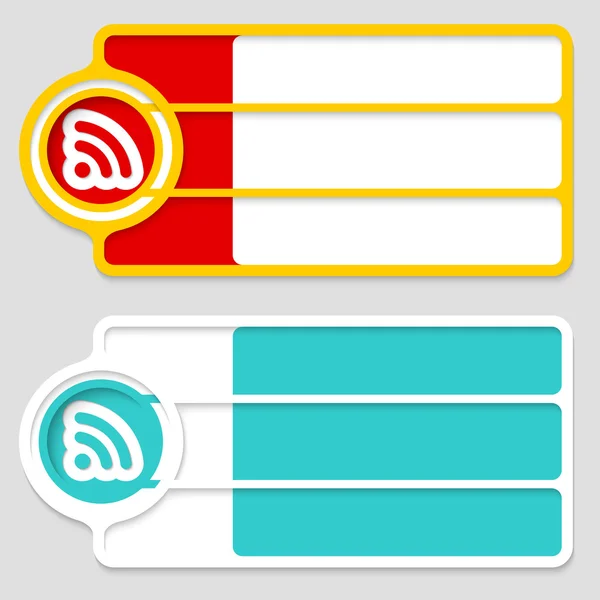 Scatole colorate per il testo e l'icona del feed — Vettoriale Stock