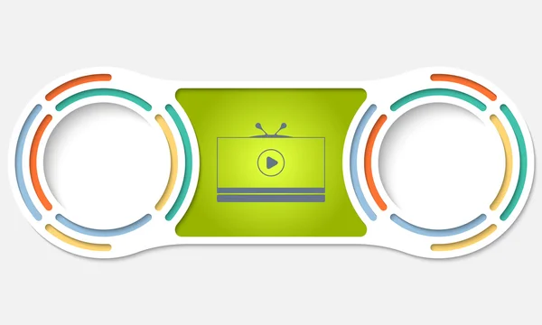 Duas caixas circulares conectadas para o seu ícone de texto e tv — Vetor de Stock