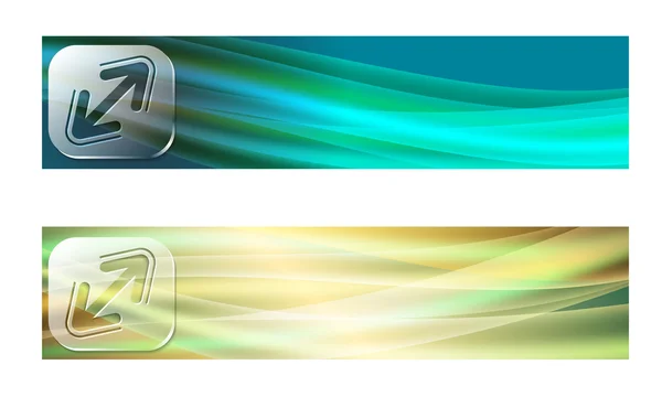 Set van twee banners met golven en transparante pijl — Stockvector