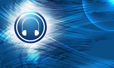 Vektör mavi arka plan ve kulaklık