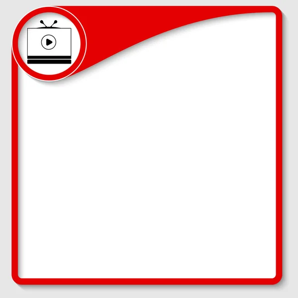 Red box for your text and tv icon — Stock Vector