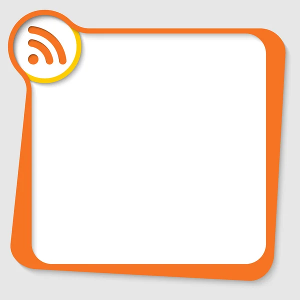 Caixa de texto laranja para qualquer texto com símbolo de alimentação — Vetor de Stock