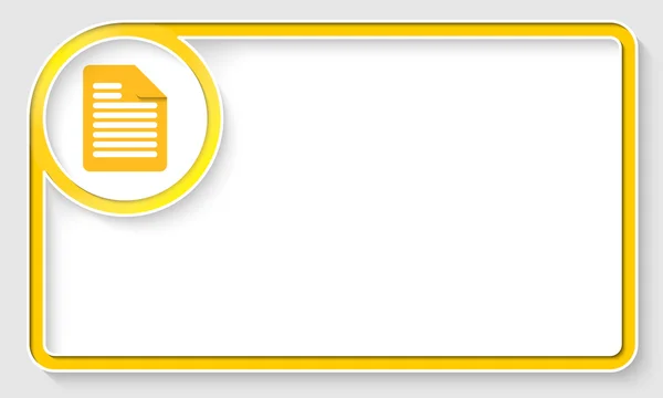 Cadre texte jaune et boîte cercle blanc avec icône de document — Image vectorielle