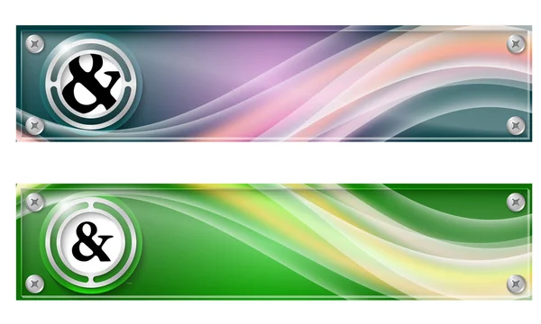 Conjunto de dois banners com arco-íris colorido e ampersand — Vetor de Stock