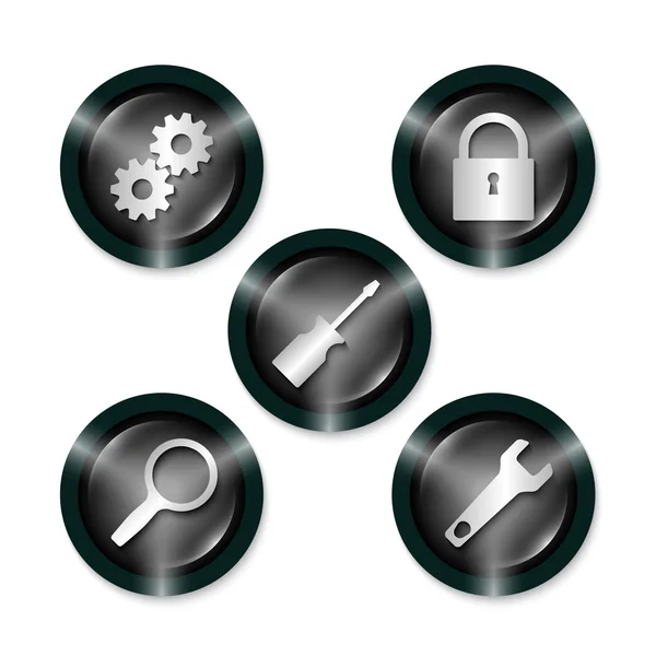 Conjunto de cinco ícones com diferentes ferramentas —  Vetores de Stock