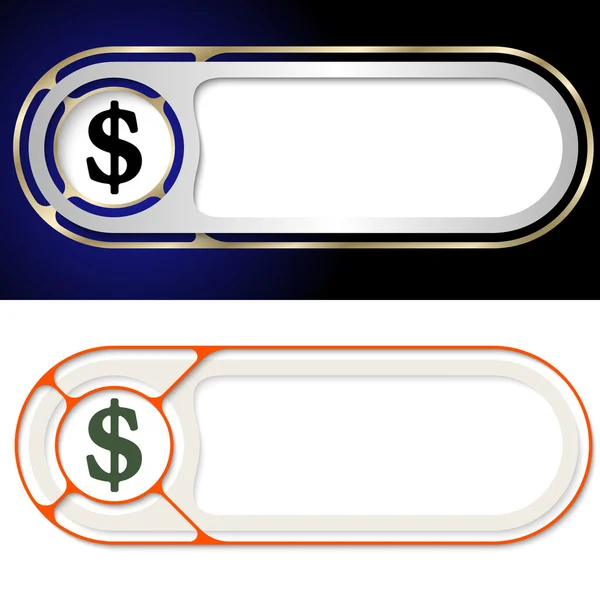 Metin ve Doları sembolünüz için iki soyut düğme — Stok Vektör
