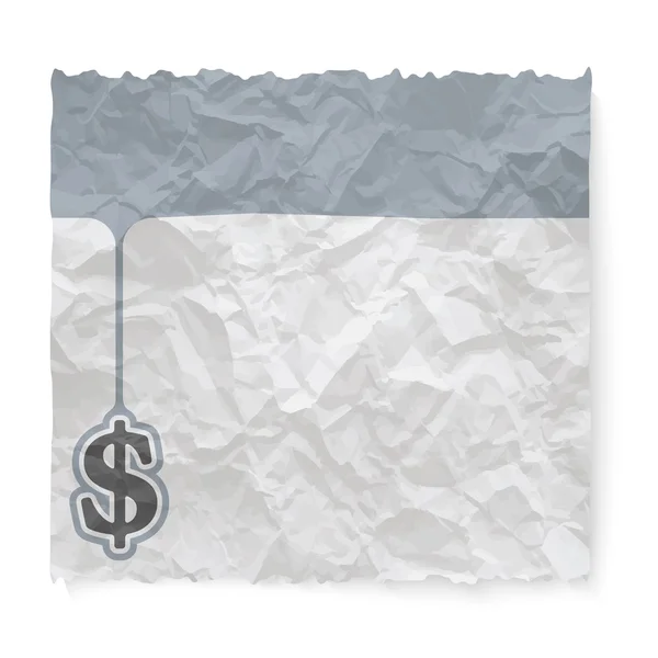 Metin ve Doları sembolünüz için buruşuk kağıt — Stok Vektör