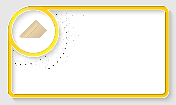 Marco de texto amarillo y caja de círculo blanco con sobre — Vector de stock