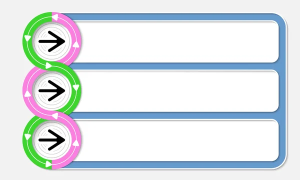 Trois cadres connectés pour vos textes et flèches — Image vectorielle